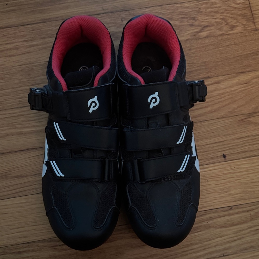 Peloton Black Cycling Shoes with Red Lining